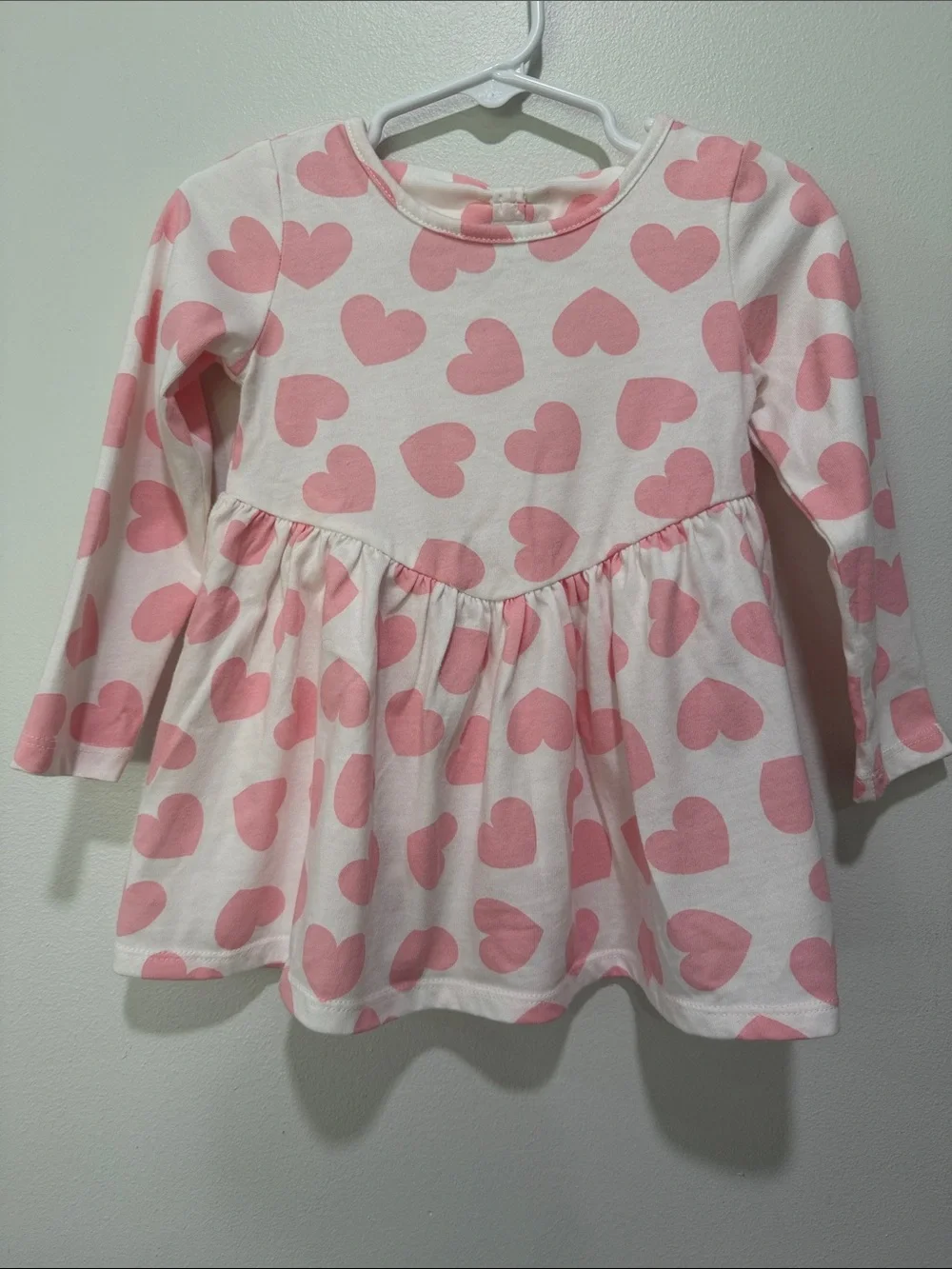 The Children's Place White & Pink Heart Long-Sleeve Tunic Dress